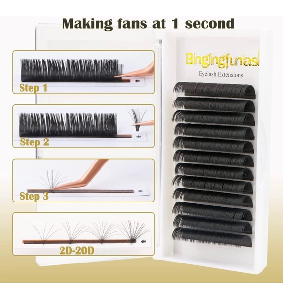 Volume Eyelash Extensions Lashes C Curl 0.07mm Blooming Single 20mm Length - Picture 4 of 7